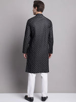 Men's Black Printed Pure Cotton Kurta Payjama Set-JOKP-P-687Black