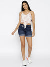 Front tie printed crop top in Pink