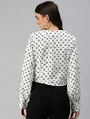 Women's White Printed Tops-AE-10309-Whiteblack