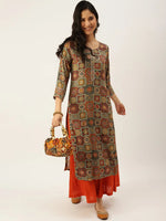 Women's Multicolour Printed Straight Kurtas-AT-303-K-Multi