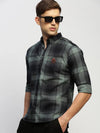 Men Green Checked Shirt-CLEON-1798-Seagreen