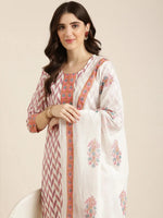 Women Off White Floral Kurta Set-RF-2020-Offwhite