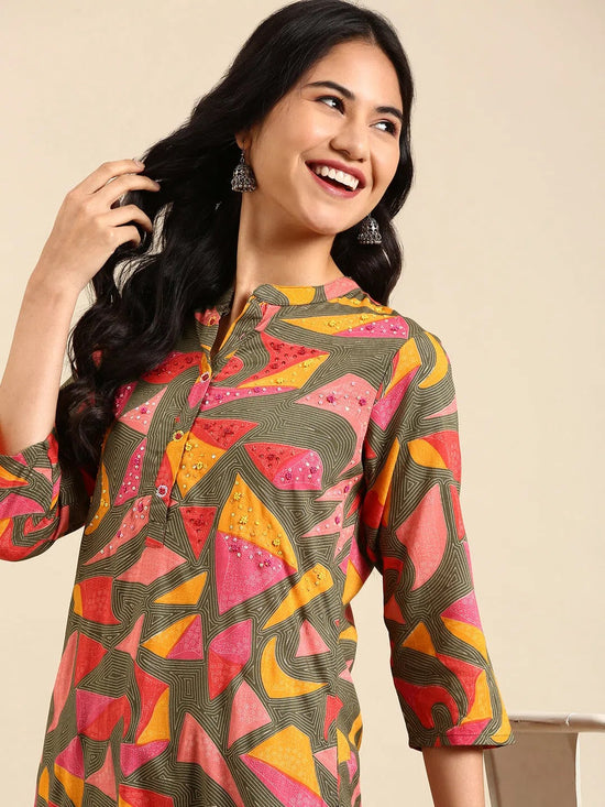 Women's Multi Printed Straight Kurta-GW-2904-Multi