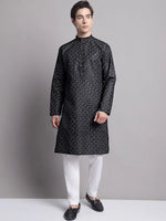 Men's Black Printed Pure Cotton Kurta Payjama Set-JOKP-P-687Black