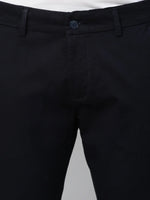 Genips Men's Cotton Stretch Caribbean Slim Fit Navy Color Solid Trousers