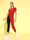 Veni Vidi Vici Red Asymmetric Hem Long Top