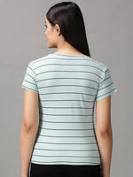 Women's Sea Green Striped Top-AE-10452-Seagreen