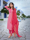 Navyaa Women's Cotton Blend Printed Straight Kurta Pant With Dupatta-Me187-mgpink-skd