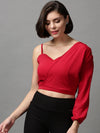 Women's Red Solid Crop Top-AE-10403-Red