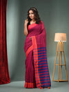 Magenta Cotton Blend Handwoven Saree With Stripes Pallu-MA50BCT06550051