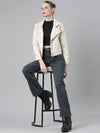 Women Cream Solid Tailored Jacket-CHN-9031-Cream