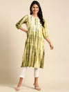 Women's Olive Printed Straight Kurta-SKC-788-Olivebeige