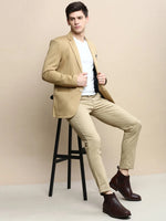 Men Khaki Solid Casual Blazers-AR-51-Khaki