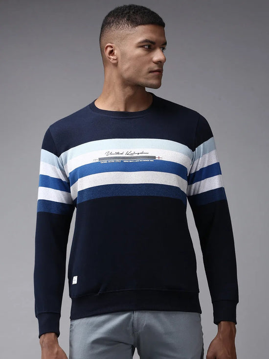 Men Blue Colourblock Sweatshirt-OTRS-6-2-Navyblue