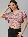 Women's Mauve Printed Crop Tops-AE-10184-Mauve