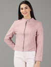 Women's Pink Solid Open Front Jacket-IM-067-Pink