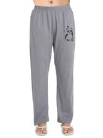 Smarty Pants Women's Cotton Lycra Grey Color Panda Print Night Suit