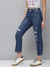 Women's Navy Blue Solid Relaxed Fit Denim Jeans-IM-9930-Navyblue