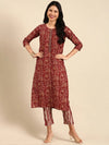 Women's Red Printed Kurta Set-SKC-3370A-Maroon