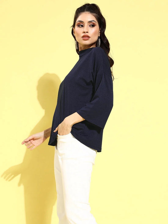 Veni Vidi Vici Navy Drop Shoulder Boxy Top