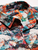 Men Spread Collar Abstract Rust Casual Shirt-REVERIE-2123-Rust