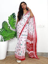 Saree Mall Women's Cotton White Printed Designer Saree With Blouse Piece-MINAXI9002