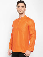 Hangup Men Standard Solid Men's Indian Wear-Orange_Magic_Patch_ShortKurta