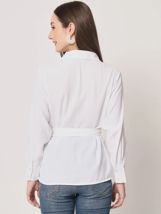 White Shirt with Belt Detail