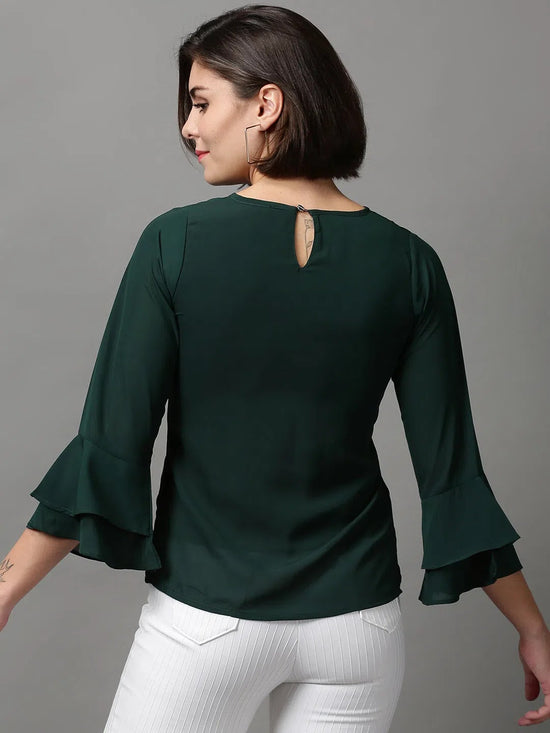 Women's Green Solid Top-SP-11505-Green