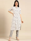 Women's Beige Printed Straight Kurta-SKC-3355-2-Cream