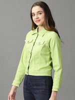 Women's Green Solid Open Front Jacket-GZ-5577-Green