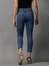 Women's Blue Solid Slim Fit Denim Jeans-GZ-5174-5-Blue