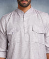 Hangup Men Standard Solid Men's Indian Wear-Grey_2Pkt_Short_2Kurta