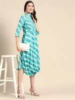 Front Cowl Midi Dress in Aqua Blue