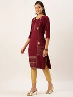 Women's Magenta Solid Straight Kurta-DF-1212-Magenta