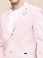 Men Pink Solid Casual Blazers-AR-48-Pink