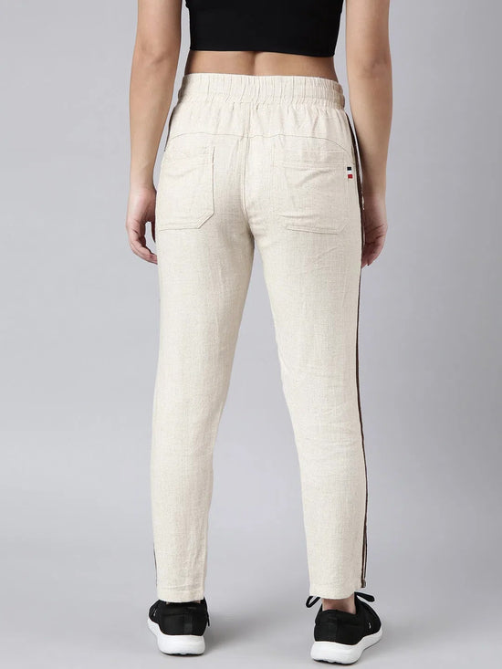 Women Solid Slim Fit Cream Track Pant-AF-1614-Cream