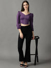 Women's Purple Solid Top-AE-10551-Violet