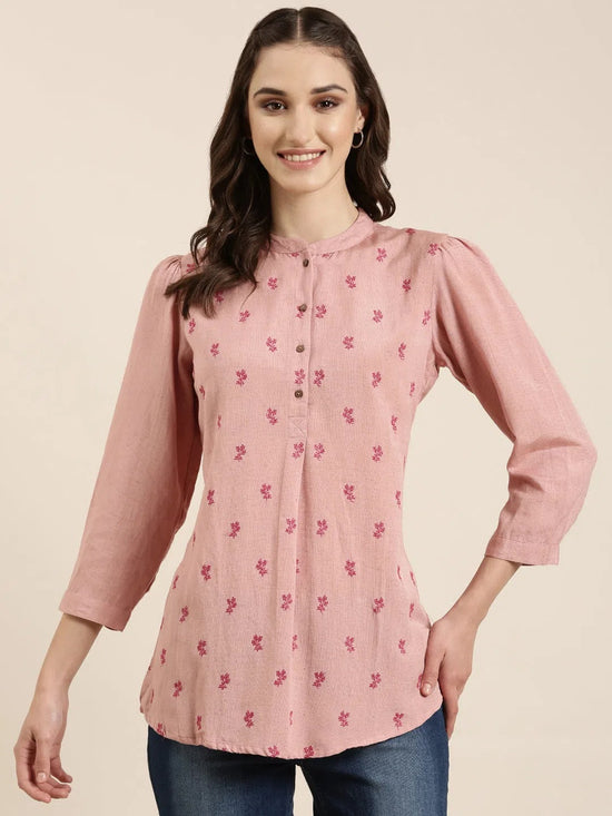 Women Mauve Floral Straight Kurti-NJ-3642299-Mauve