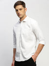 Men White Solid Shirt-RAYMONDSDOBBY-262-White