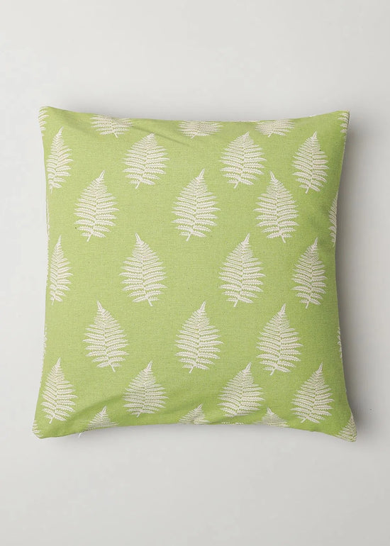 Ferns Printed 100% cotton floral cushion cover for sofa - Green-230455027