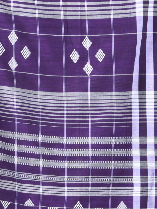 Violet Cotton Soft Saree With Checkbox Designs-MA62CT331100058