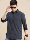 Men Navy Polka Dots Casual Shirt-DAITON-3440-Navyblue