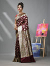 Maroon Silk Banarasi Saree With Meenakari Designs-MA52BSL44880086