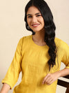 Women's Yellow Printed Straight Kurta-DF-1501-Yellow