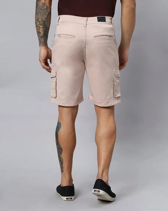 Solid Stretchable Shorts with 6 pockets-Beige-HCS6011-30