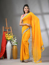 Yellow Mul Cotton Soft Saree With Embroidered Borders-MA62MCT33990004