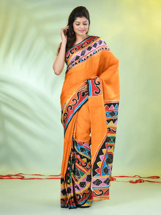 Yellow Printed Pure Silk Handwoven Soft Saree-MA66SL3000081