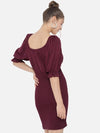 Solid Wine Smocking Dress