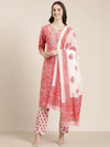 Women Pink Floral Kurta Set-RJF-032-Pink